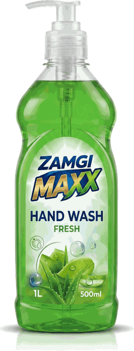 ZAMGI MAXX Hand Wash Fresh, 250ml green pump bottle