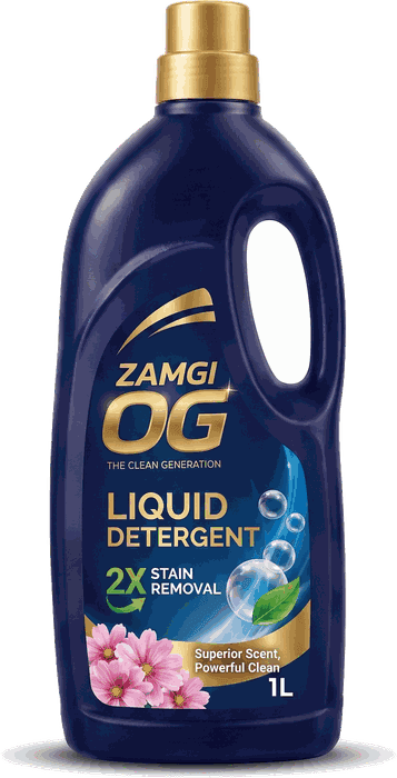 ZAMGI OG Liquid Detergent 2X Clean Power, 1L midnight-navy bottle with gold cap